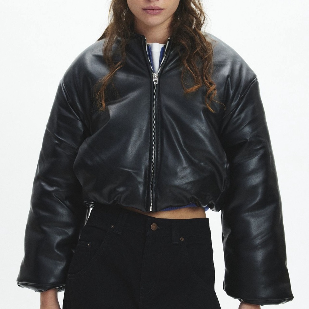 Blank NYC Black Puffer Cropped Jacket